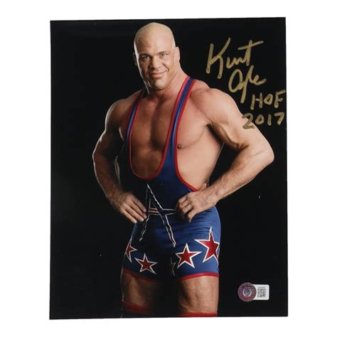 Kurt Angle Signed Wwe X Photo Inscribed Hof Beckett