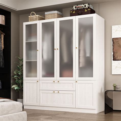 Amazon Famapy Wardrobe Closet With Glass Doors Drawers