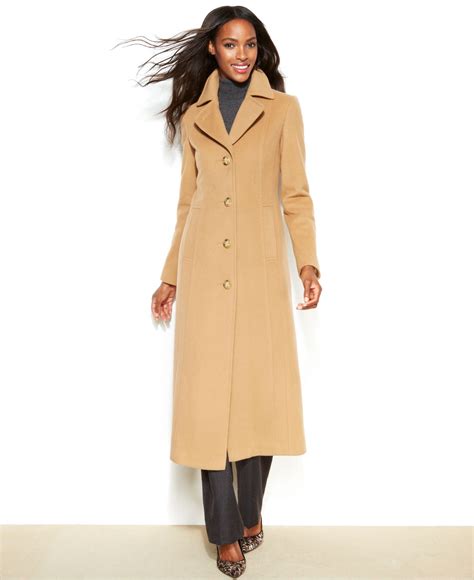 Lyst Anne Klein Wool Cashmere Blend Maxi Walker Coat In Brown