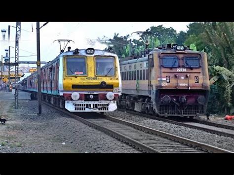 Super Fast Trains Crossing Aerodynamic Katwa Howrah Local Crossing