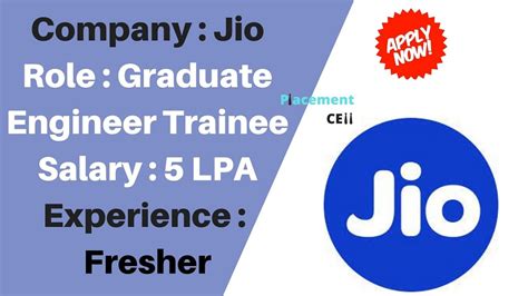 Jio Recruitment For Graduate Engineer Trainee Apply Soon Placement Cell