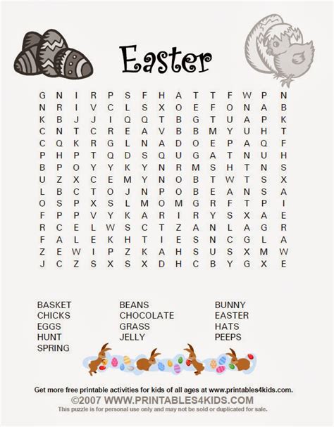 Free Easter Printable Word Search