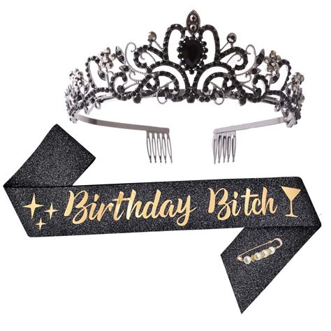 Amazon ZHBDPaty Birthday Queen Sash Rhinestone Tiara Set