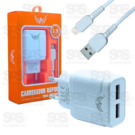 Carregador 2 USB 5 1A Cabo Iphone Altomex AL 5902 5G