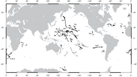 Location map of seamounts (shown in black). Revised from LIP list of ...