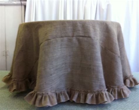 Custom Made 108 Inches Round Burlap Tablecloth With Ruffle On The Bottom Etsy