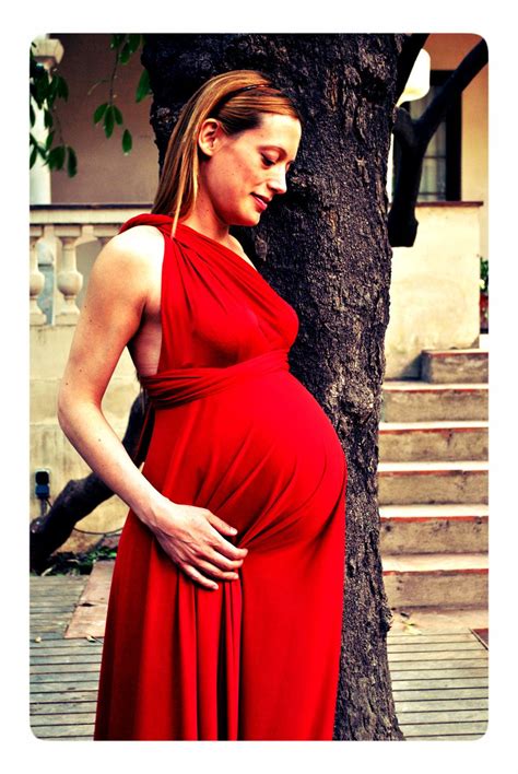 Maternity Convertible Dress Maternity Satin Red Rouge Dress Empire