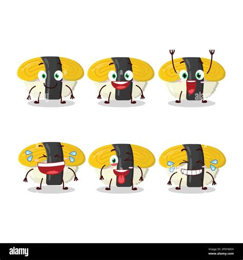 Cartoon Character Of Tamago Sushi With Smile Expression Vector