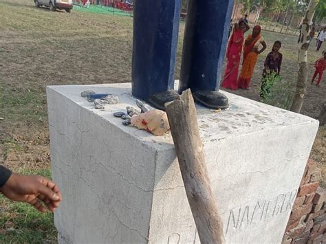 Mischievous Elements Damaged The Statue Of Bhimrao Ambedkar पीलीभीत