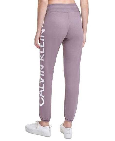 Calvin Klein Performance Fleece Logo Sweatpants In Purple Lyst