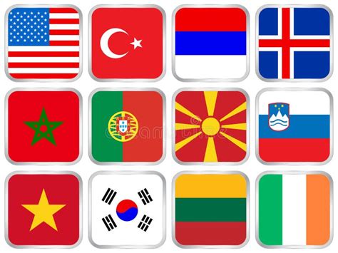 Flags Square Icon Set 5 Stock Vector Illustration Of British 6641622