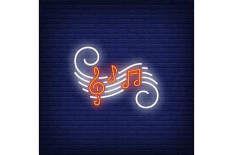 Music Notes And Treble Clef Neon Sign C Graphic By Pch Vector · Creative Fabrica