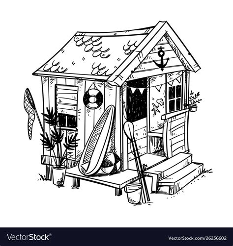 Beach Hut Cosy Holiday Home At Beach Royalty Free Vector