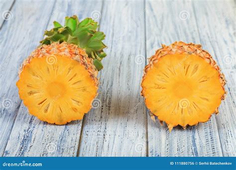 Two Halves Of Pineapple Cuted Ripe Pineapple Stock Photo Image Of