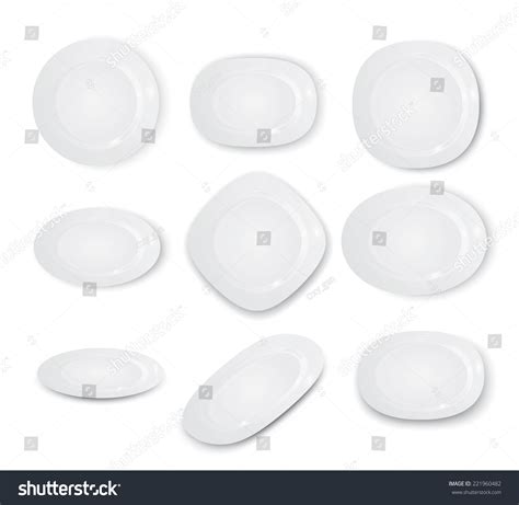 Empty White Plates Set Isolated On Stock Vector Royalty Free