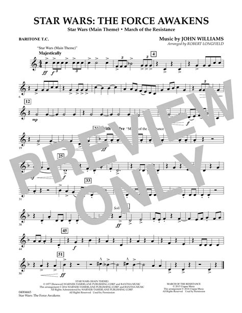 Star Wars The Force Awakens Baritone T C Sheet Music Robert