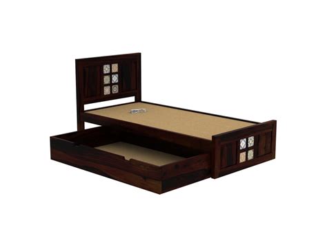 Buy Relay Single Bed With Drawer Storage Walnut Finish Online In India Urbanwood