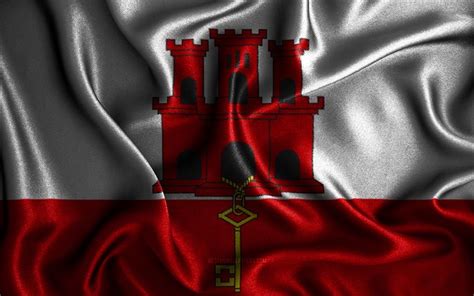 Download Wallpapers Gibraltar Flag 4k Silk Wavy Flags European