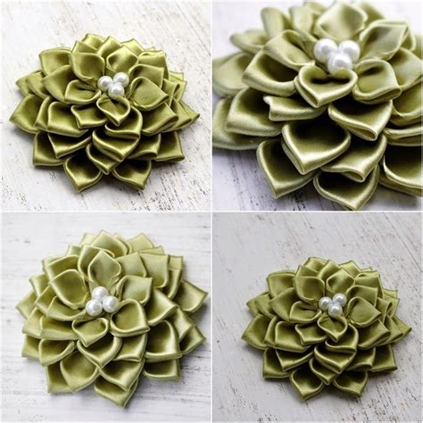 DIY How To Make Ribbon Dahlia Flower Reduce Reuse Recycle