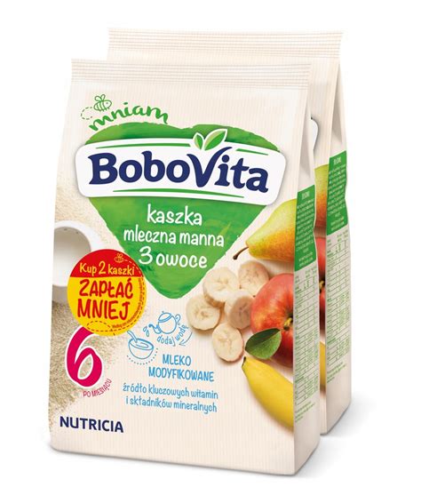 BoboVita Kaszka Mleczna Manna 3 Owoce 2x230g 10735857843 Oficjalne