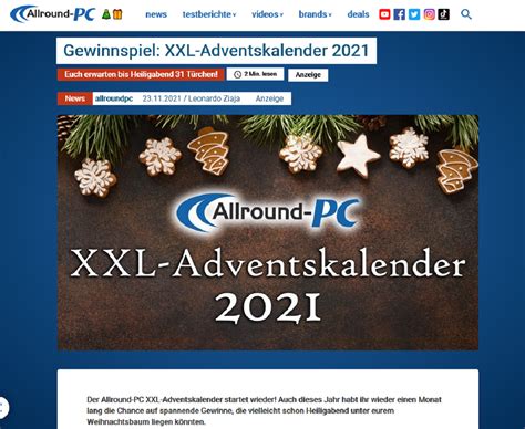 Allround Pc Xxl Adventskalender Gewinnspiel Seri Se Gewinnspiele