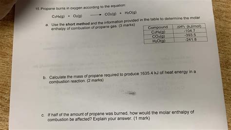 Solved Propane Burns In Oxygen According To The Chegg