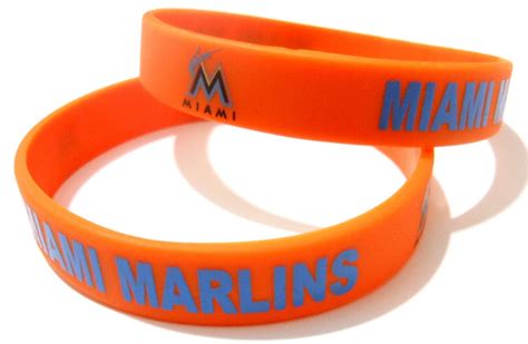 Miami Marlins Mlb Baseball Team Silicone Rubber Bracelet Sport Unisex