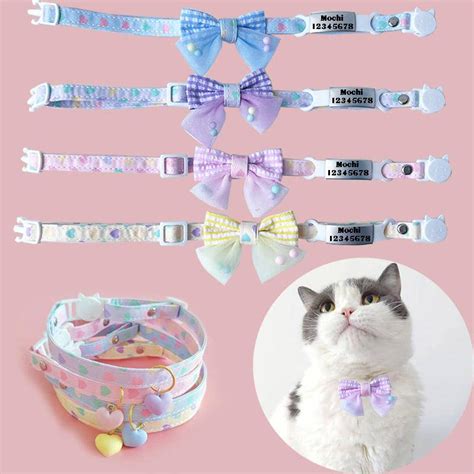 Pet Customized Name Collar Adjustable Collar Dog with Name Tag Safety Buckle Bell Neck Strap for ...