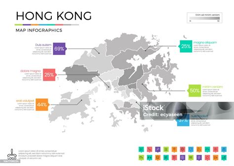 Infografis Peta Hong Kong Dengan Lapisan Zona Elemen Dan Area Distrik ...