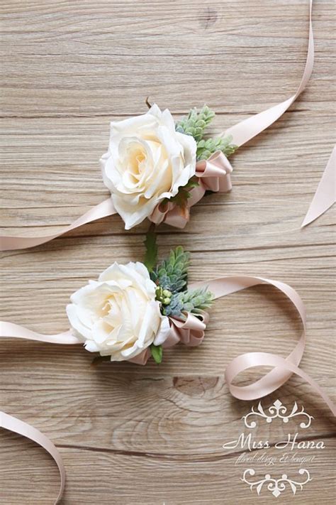 Rustic Corsage Blush Corsage Pinecone Ivory Rose Corsage Rose Corsage