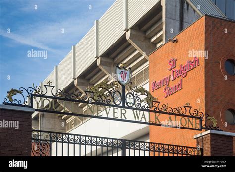 Ornate Youll Never Walk Alone Wording Above Black Metal Gates Near
