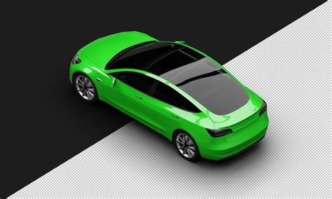 Premium Psd Isolated Realistic Shiny Green Modern Electric City Sedan