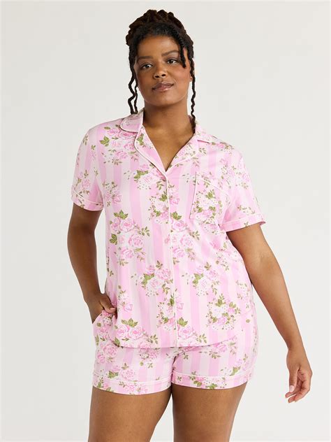 Joyspun Women S Bridal Notch Collar Top And Shorts Pajama Set Piece