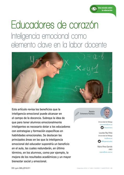 Pdf Inteligencia Emocional Como Elemento Clave En La Labor Docente