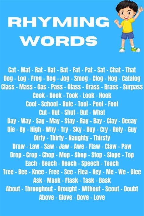 50 Rhyming Words In English List Check Same Sound Words