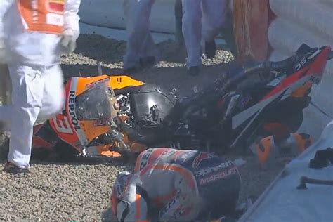 Spanish MotoGP: Marc Marquez Crashes Heavily again at Jerez But Races On