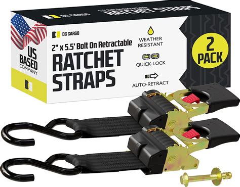 Amazon DC Cargo Bolt On Auto Retractable Ratchet Straps 2 Pack