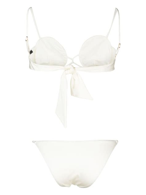 Noire Swimwear Tonal Stitch Detail Bikini Set White FARFETCH