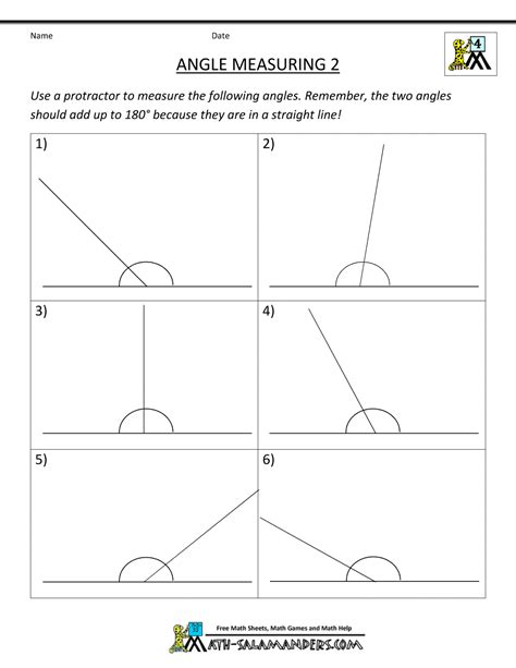 Measuring Angles 4th Grade Worksheet