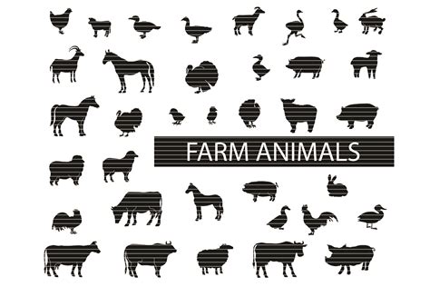 Free Farm Animals Silhouette Clip Art Bundle Svg Png Eps And Dxf By