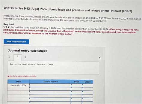 Solved Brief Exercise 9 13 Algo Record Bond Issue At A Chegg