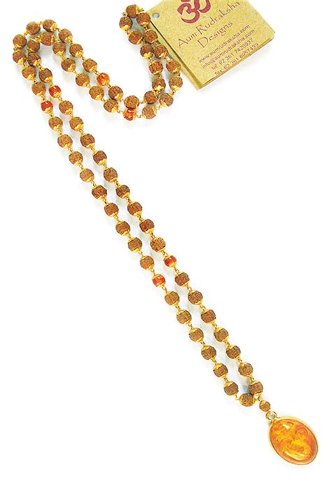 Sacred Wisdom mala necklace with Chikna Rudraksha mala beads