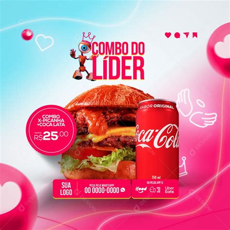 Combo Lider X Picanha Coca Lata Hamburgueria Bbb Social Media Psd