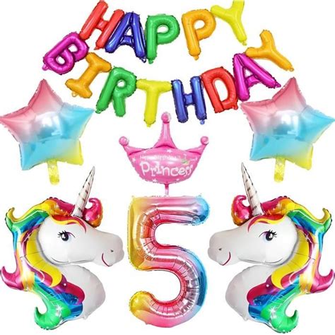 5 Ans Decoration Anniversaire Licorne Kit Pastel Ballon Licorne