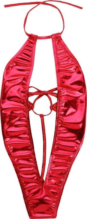 Chictry Women S Pvc Leather Sling Shot Micro Mini Bikini Monokini One