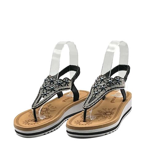 Sandalias Con Cu A Estilo Bohemio Con Correa El Stica Decorada Para