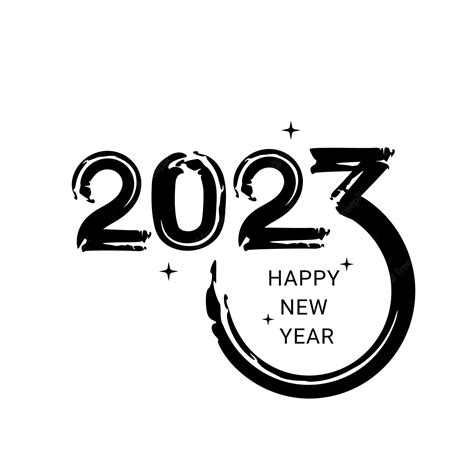 Premium Vector 2023 Happy New Year Lettering Logo With Grunge Brush Elements