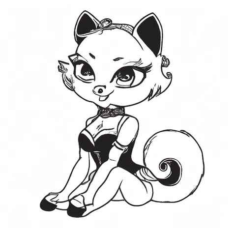 Kitty Cat Anthropomorphized Furry Beautiful Hot Pinup Girl Simple