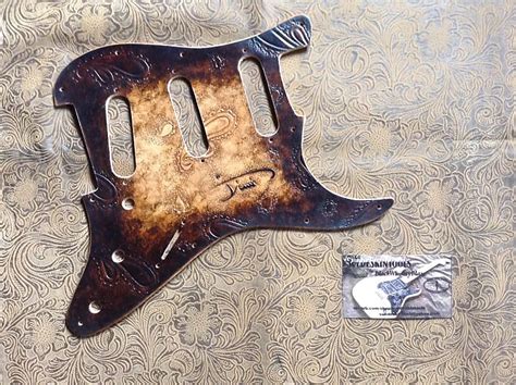 Custom Tooled Leather Jimi Hendrix Paisley Brown Pickguard Reverb