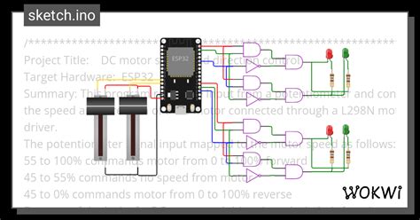 DC Motor Speed And Direction Control Wokwi ESP32 STM32 Arduino